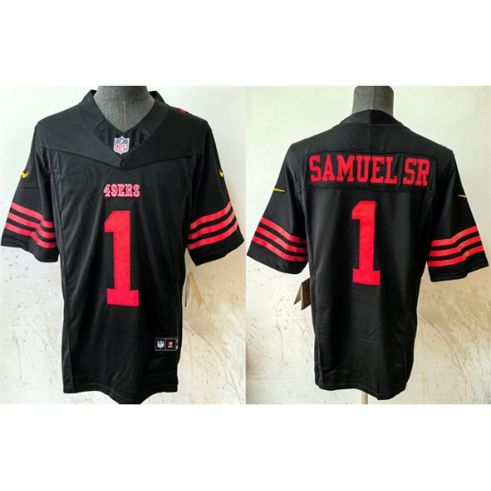 Men San Francisco 49ers 1 Deebo Samuel SR Black 2024 F U S E Vapor Untouchable Limited Stitched Football Jersey Men San Francisco 49ers 1 Deebo Samuel SR Black 2024 F U S E Vapor Untouchable Limited Stitched Football Jersey