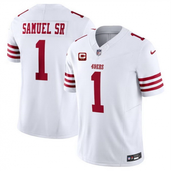 Men San Francisco 49ers 1 Deebo Samuel SR White 2024 F U S E With 2 Star C Patch Vapor Untouchable Limited Stitched Football Jersey Men San Francisco 49ers 1 Deebo Samuel SR White 2024 F U S E With 2 Star C Patch Vapor Untouchable Limited Stitched Football Jersey
