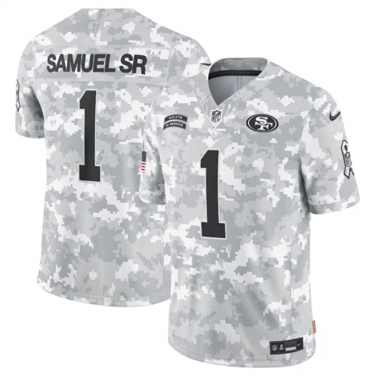 Men San Francisco 49ers 1 Deebo Samuel Sr 2024 Arctic Camo Salute To Service Limited Stitched Football Jersey Men San Francisco 49ers 1 Deebo Samuel Sr 2024 Arctic Camo Salute To Service Limited Stitched Football Jersey