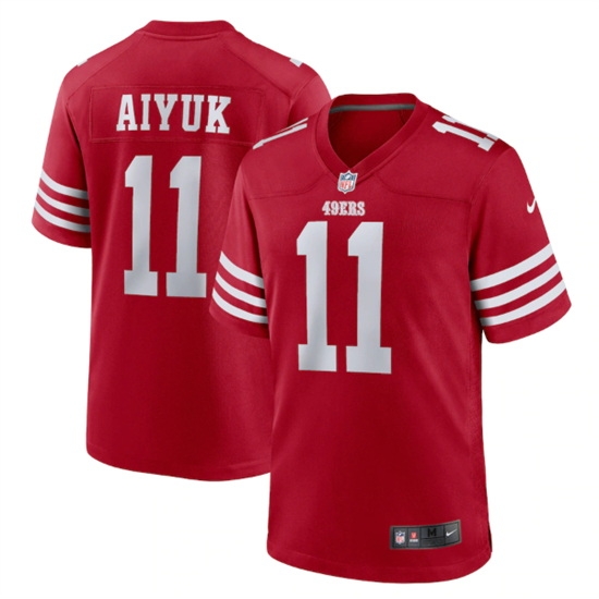 Men San Francisco 49ers 11 Brandon Aiyuk 2022 New Scarlet Stitched Game Jersey Men San Francisco 49ers 11 Brandon Aiyuk 2022 New Scarlet Stitched Game Jersey