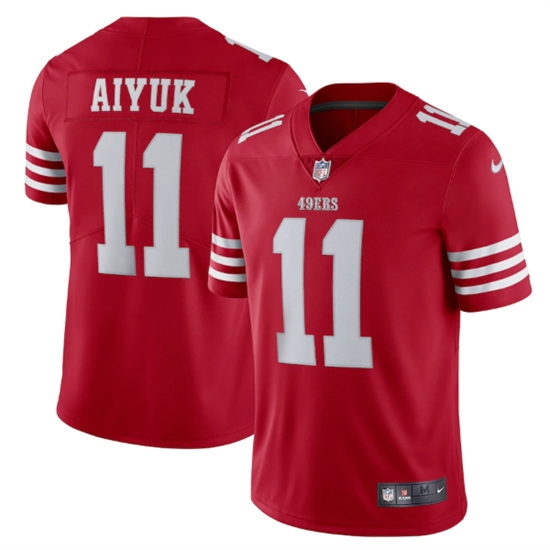 Men San Francisco 49ers 11 Brandon Aiyuk 2022 New Scarlet Vapor Untouchable Stitched Football Jersey Men San Francisco 49ers 11 Brandon Aiyuk 2022 New Scarlet Vapor Untouchable Stitched Football Jersey