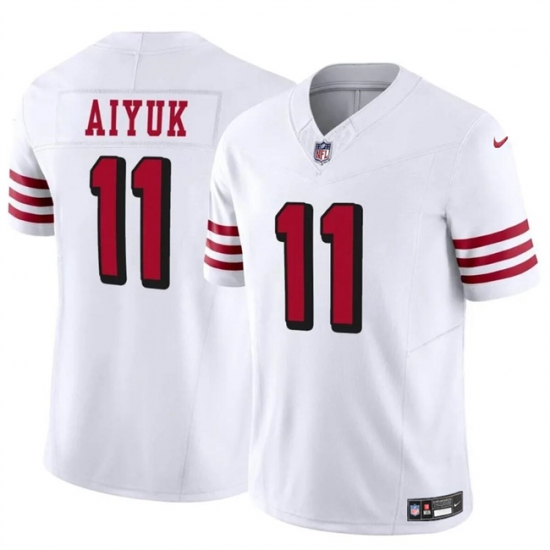 Men San Francisco 49ers 11 Brandon Aiyuk White 2021 F U S E Vapor Limited Throwback Stitched Football Jersey Men San Francisco 49ers 11 Brandon Aiyuk White 2021 F U S E Vapor Limited Throwback Stitched Football Jersey