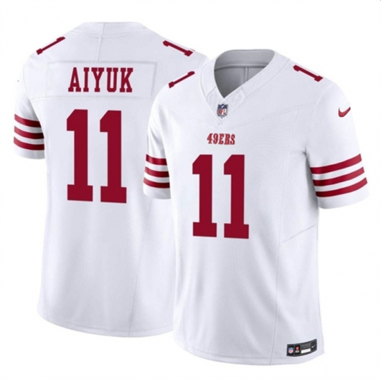 Men San Francisco 49ers 11 Brandon Aiyuk White 2023 F U S E Vapor Limited Stitched Football Jersey Men San Francisco 49ers 11 Brandon Aiyuk White 2023 F U S E Vapor Limited Stitched Football Jersey