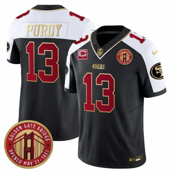 Men San Francisco 49ers 13 Brock Purdy Balck F U S E Golden Gate Bridge With 1 Star C Patch Alternate Vapor Limited Stitched Football Jersey Men San Francisco 49ers 13 Brock Purdy Balck F U S E Golden Gate Bridge With 1 Star C Patch Alternate Vapor Limited Stitched Football Jersey
