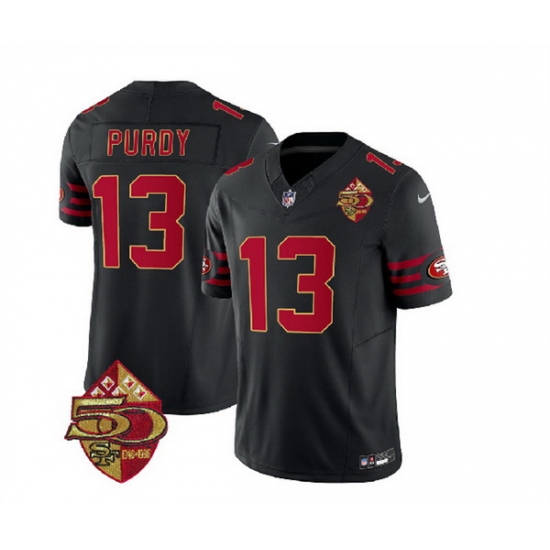 Men San Francisco 49ers 13 Brock Purdy Black 2023 F U S E 50th Patch Throwback Stitched Football Jersey Men San Francisco 49ers 13 Brock Purdy Black 2023 F U S E 50th Patch Throwback Stitched Football Jersey
