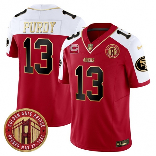 Men San Francisco 49ers 13 Brock Purdy Red F U S E Golden Gate Bridge With 1 Star C Patch Alternate Vapor Limited Stitched Football Jersey Men San Francisco 49ers 13 Brock Purdy Red F U S E Golden Gate Bridge With 1 Star C Patch Alternate Vapor Limited Stitched Football Jersey