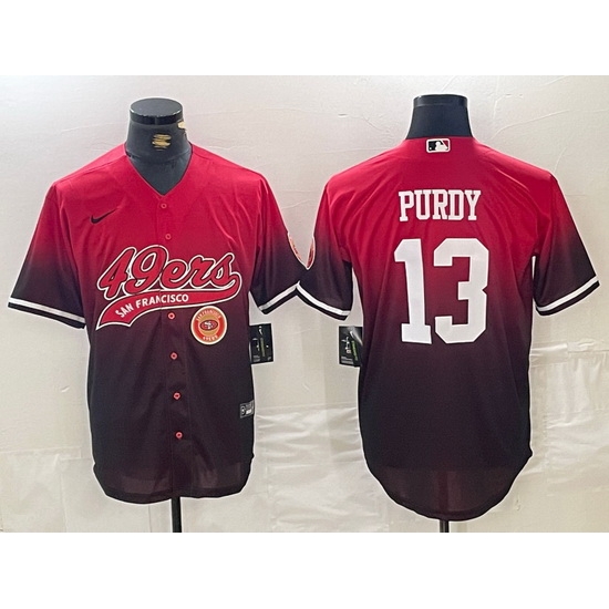 Men San Francisco 49ers 13 Brock Purdy RedBlack With Patch Cool Base Stitched Jerseys Men San Francisco 49ers 13 Brock Purdy RedBlack With Patch Cool Base Stitched Jerseys