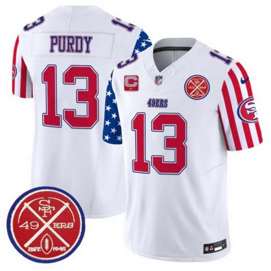 Men San Francisco 49ers 13 Brock Purdy White 2024 F U S E American Vapor Limited Stitched Football Jersey Men San Francisco 49ers 13 Brock Purdy White 2024 F U S E American Vapor Limited Stitched Football Jersey