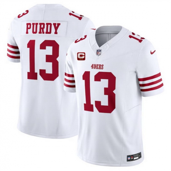 Men San Francisco 49ers 13 Brock Purdy White 2024 F U S E With 2 Star C Patch Vapor Untouchable Limited Stitched Football Jersey Men San Francisco 49ers 13 Brock Purdy White 2024 F U S E With 2 Star C Patch Vapor Untouchable Limited Stitched Football Jersey