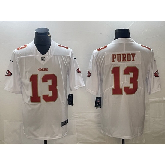Men San Francisco 49ers 13 Brock Purdy White Vapor Untouchable Limited Stitched Jersey Men San Francisco 49ers 13 Brock Purdy White Vapor Untouchable Limited Stitched Jersey