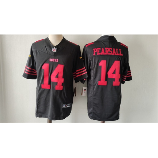 Men San Francisco 49ers 14 Ricky Pearsall Black 2024 Draft F U S E Vapor Untouchable Limited Stitched Football Jersey Men San Francisco 49ers 14 Ricky Pearsall Black 2024 Draft F U S E Vapor Untouchable Limited Stitched Football Jersey