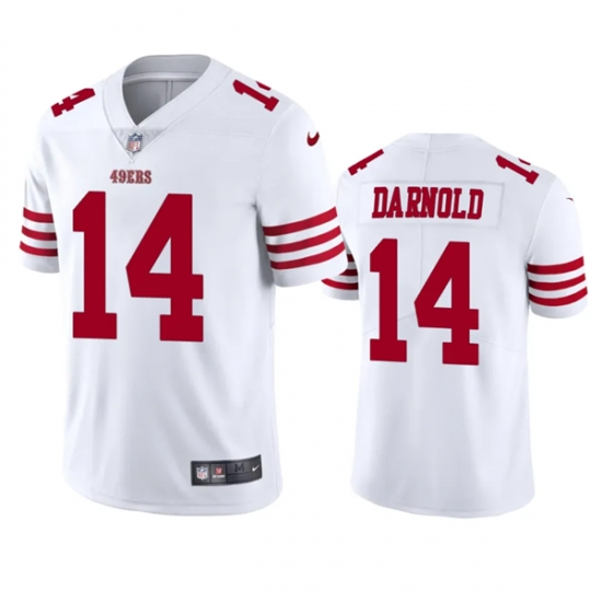 Men San Francisco 49ers 14 Sam Darnold White Vapor Untouchable Limited Stitched Football Jersey Men San Francisco 49ers 14 Sam Darnold White Vapor Untouchable Limited Stitched Football Jersey
