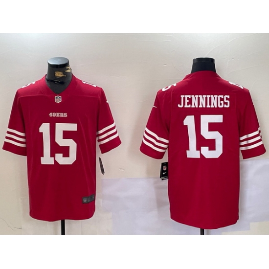 Men San Francisco 49ers 15 Jauan Jennings Red Vapor Untouchable Limited Stitched Jersey 2 Men San Francisco 49ers 15 Jauan Jennings Red Vapor Untouchable Limited Stitched Jersey 2
