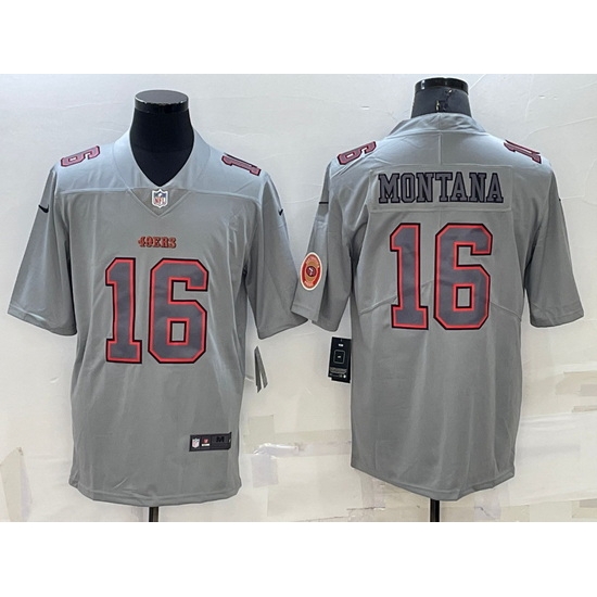 Men San Francisco 49ers 16 Joe Montana Grey Atmosphere Fashion Stitched Jersey Men San Francisco 49ers 16 Joe Montana Grey Atmosphere Fashion Stitched Jersey