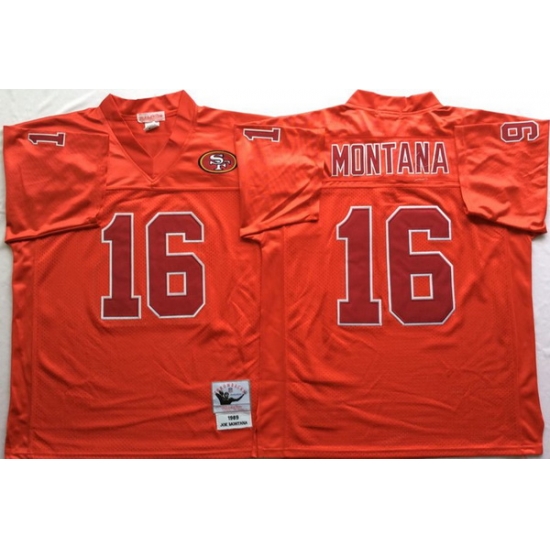 Men San Francisco 49ers 16 Joe Montana Red Vintage M&N Jersey Men San Francisco 49ers 16 Joe Montana Red Vintage M&N Jersey