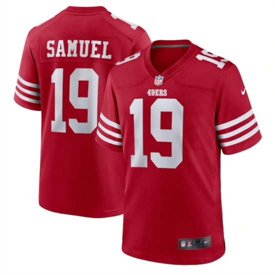 Men San Francisco 49ers 19 Deebo Samuel 2022 New Scarlet Stitched Game Jersey Men San Francisco 49ers 19 Deebo Samuel 2022 New Scarlet Stitched Game Jersey