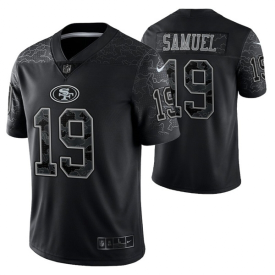 Men San Francisco 49ers 19 Deebo Samuel Black Reflective Limited Stitched Football Jersey Men San Francisco 49ers 19 Deebo Samuel Black Reflective Limited Stitched Football Jersey