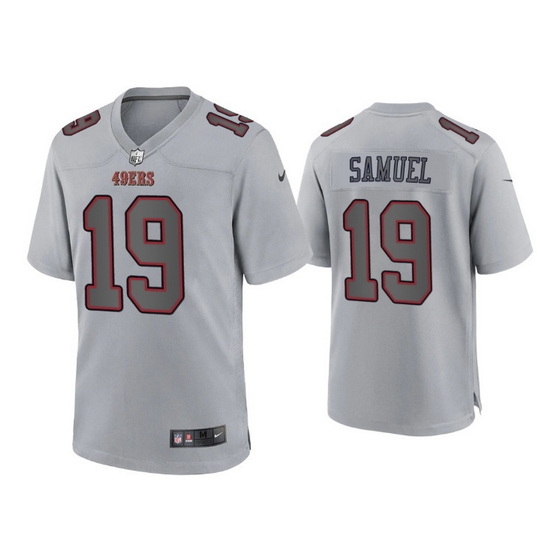 Men San Francisco 49ers 19 Deebo Samuel Grey Atmosphere Fashion Stitched Game Jersey Men San Francisco 49ers 19 Deebo Samuel Grey Atmosphere Fashion Stitched Game Jersey