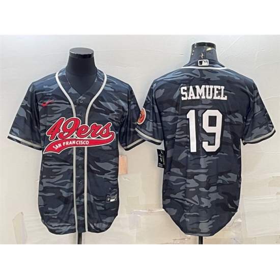 Men San Francisco 49ers 19 Deebo Samuel Grey Camo With Patch Cool Base Stitched Baseball Jersey Men San Francisco 49ers 19 Deebo Samuel Grey Camo With Patch Cool Base Stitched Baseball Jersey