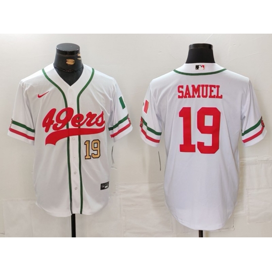 Men San Francisco 49ers 19 Deebo Samuel White With Patch Cool Base Stitched Baseball Jersey 2 Men San Francisco 49ers 19 Deebo Samuel White With Patch Cool Base Stitched Baseball Jersey 2