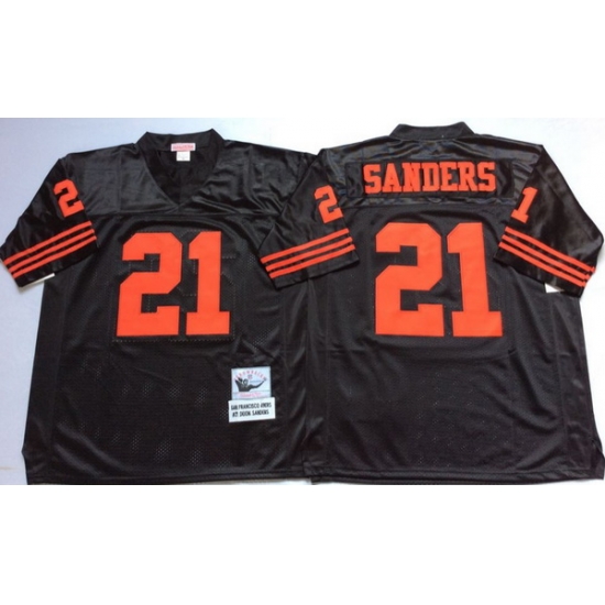 Men San Francisco 49ers 21 Deion Sanders Black M&N Throwback Jersey Men San Francisco 49ers 21 Deion Sanders Black M&N Throwback Jersey