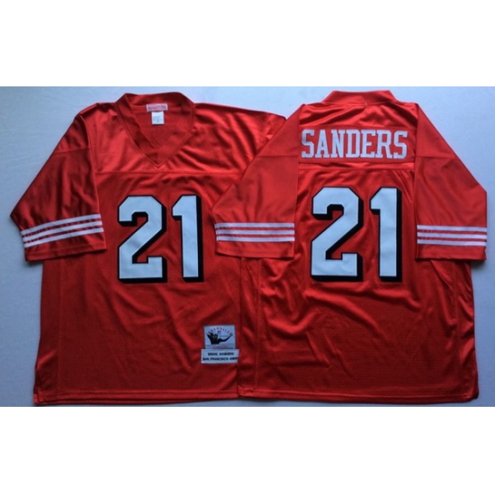 Men San Francisco 49ers 21 Deion Sanders Red Vintage M&N Jersey Men San Francisco 49ers 21 Deion Sanders Red Vintage M&N Jersey