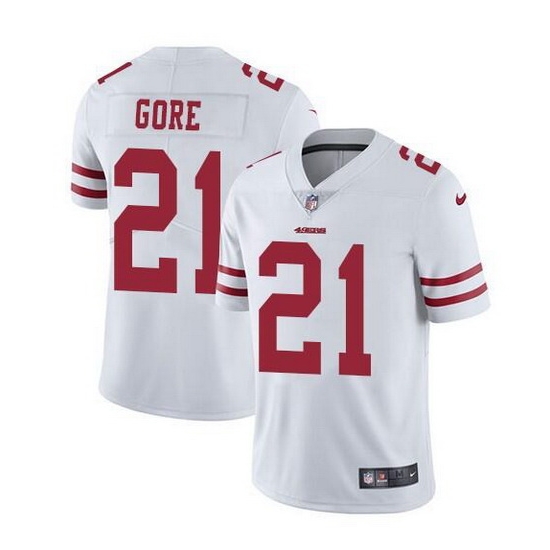 Men San Francisco 49ers 21 Frank Gore White Vapor Untouchable Limited Stitched jersey Men San Francisco 49ers 21 Frank Gore White Vapor Untouchable Limited Stitched jersey