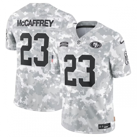 Men San Francisco 49ers 23 Christian McCaffrey 2024 Arctic Camo Salute To Service Limited Stitched Football Jersey Men San Francisco 49ers 23 Christian McCaffrey 2024 Arctic Camo Salute To Service Limited Stitched Football Jersey