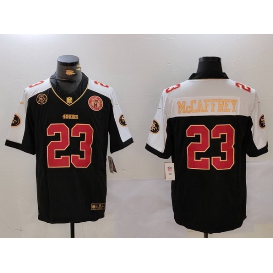 Men San Francisco 49ers 23 Christian McCaffrey Balck F U S E Golden Gate Bridge Patch Alternate With Patch Vapor Limited Stitched Football Jersey Men San Francisco 49ers 23 Christian McCaffrey Balck F U S E Golden Gate Bridge Patch Alternate With Patch Vapor Limited Stitched Football Jersey
