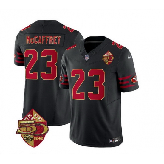 Men San Francisco 49ers 23 Christian McCaffrey Black 2023 F U S E 50th Patch Throwback Stitched Football Jersey Men San Francisco 49ers 23 Christian McCaffrey Black 2023 F U S E 50th Patch Throwback Stitched Football Jersey