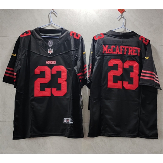 Men San Francisco 49ers 23 Christian McCaffrey Black 2023 F U S E Vapor Untouchable Limited Stitched Football Jersey Men San Francisco 49ers 23 Christian McCaffrey Black 2023 F U S E Vapor Untouchable Limited Stitched Football Jersey