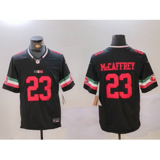 Men San Francisco 49ers 23 Christian McCaffrey Black F U S E Mexico Vapor Limited Stitched Football Jersey Men San Francisco 49ers 23 Christian McCaffrey Black F U S E Mexico Vapor Limited Stitched Football Jersey