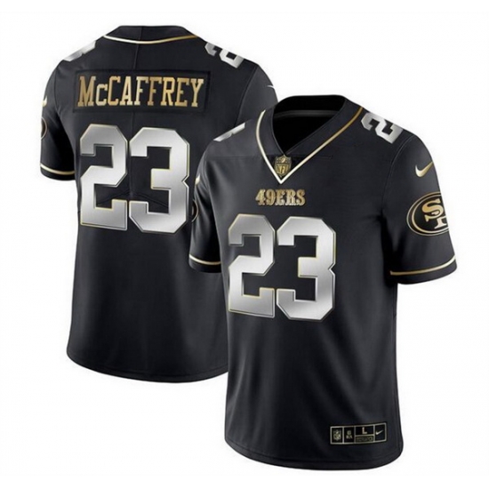 Men San Francisco 49ers 23 Christian McCaffrey Black Gold Stitched Jersey Men San Francisco 49ers 23 Christian McCaffrey Black Gold Stitched Jersey