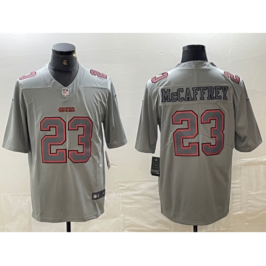 Men San Francisco 49ers 23 Christian McCaffrey Grey Atmosphere Fashion Stitched Jersey Men San Francisco 49ers 23 Christian McCaffrey Grey Atmosphere Fashion Stitched Jersey