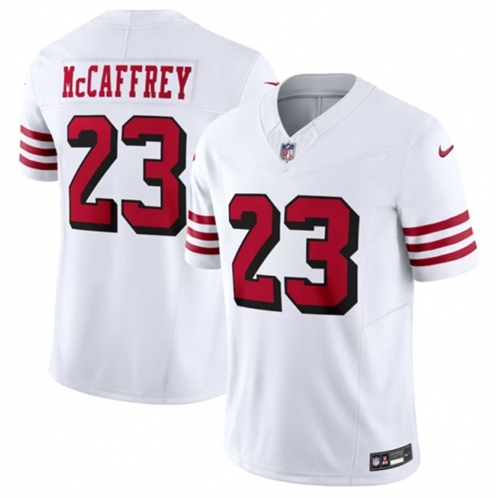 Men San Francisco 49ers 23 Christian McCaffrey New White 2023 F U S E Vapor Untouchable Limited Stitched Football Jersey Men San Francisco 49ers 23 Christian McCaffrey New White 2023 F U S E Vapor Untouchable Limited Stitched Football Jersey