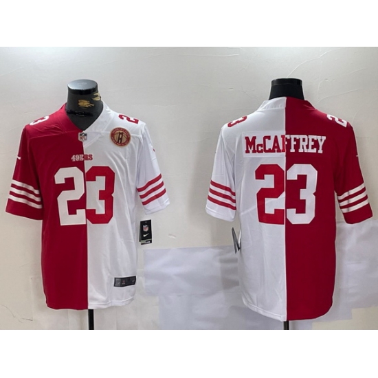 Men San Francisco 49ers 23 Christian McCaffrey Red 26 White Split Limited Stitched Jersey 3 Men San Francisco 49ers 23 Christian McCaffrey Red 26 White Split Limited Stitched Jersey 3