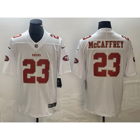 Men San Francisco 49ers 23 Christian McCaffrey White Vapor Untouchable Limited Stitched Jersey Men San Francisco 49ers 23 Christian McCaffrey White Vapor Untouchable Limited Stitched Jersey