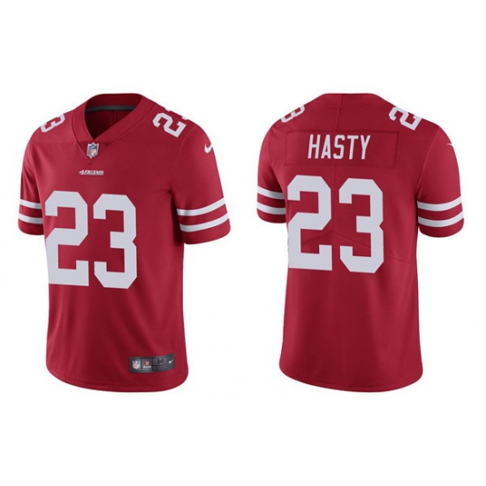 Men San Francisco 49ers 23 JaMycal Hasty 2021 Red Vapor Untouchable Limited Stitched Jersey Men San Francisco 49ers 23 JaMycal Hasty 2021 Red Vapor Untouchable Limited Stitched Jersey