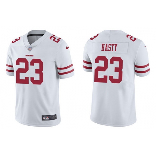 Men San Francisco 49ers 23 JaMycal Hasty 2021 White Vapor Untouchable Limited Stitched Jersey Men San Francisco 49ers 23 JaMycal Hasty 2021 White Vapor Untouchable Limited Stitched Jersey