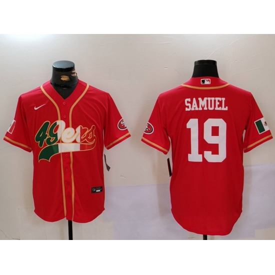 Men San Francisco 49ers 2319 Deebo Samuel Red With Patch Cool Base Stitched Baseball Jersey 2 Men San Francisco 49ers 2319 Deebo Samuel Red With Patch Cool Base Stitched Baseball Jersey 2
