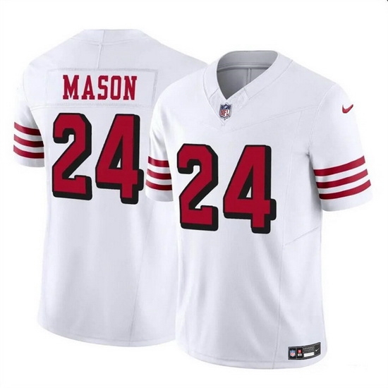 Men San Francisco 49ers 24 Jordan Mason New White 2023 F U S E Stitched Football Jersey Men San Francisco 49ers 24 Jordan Mason New White 2023 F U S E Stitched Football Jersey