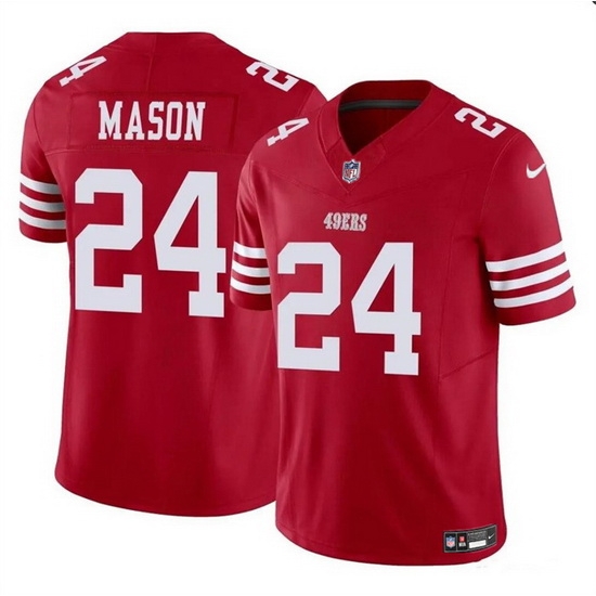 Men San Francisco 49ers 24 Jordan Mason Red 2023 F U S E Stitched Football Jersey Men San Francisco 49ers 24 Jordan Mason Red 2023 F U S E Stitched Football Jersey