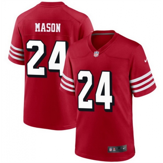 Men San Francisco 49ers 24 Jordan Mason Red Stitched Game Football Jersey Men San Francisco 49ers 24 Jordan Mason Red Stitched Game Football Jersey