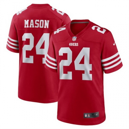 Men San Francisco 49ers 24 Jordan Mason Red Stitched Game Jersey Men San Francisco 49ers 24 Jordan Mason Red Stitched Game Jersey