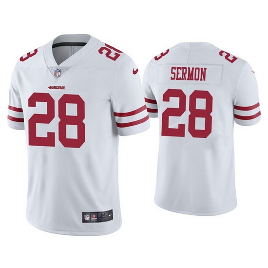 Men San Francisco 49ers 28 Trey Sermon White Jersey Vapor Limited Jersey Men San Francisco 49ers 28 Trey Sermon White Jersey Vapor Limited Jersey