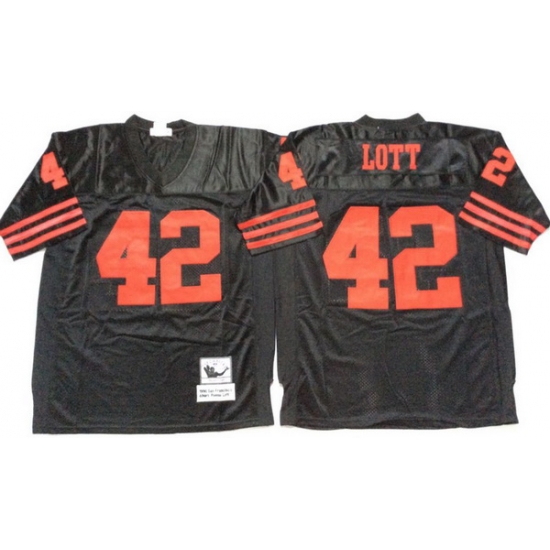 Men San Francisco 49ers 42 Ronnie Lott Black M&N Throwback Jersey Men San Francisco 49ers 42 Ronnie Lott Black M&N Throwback Jersey