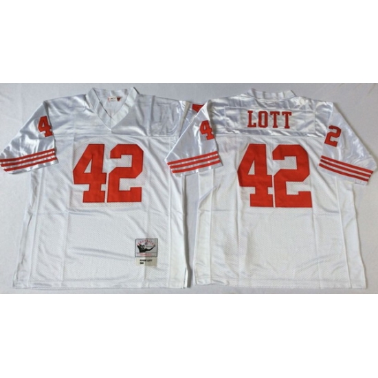 Men San Francisco 49ers 42 Ronnie Lott White M&N Throwback Jersey Men San Francisco 49ers 42 Ronnie Lott White M&N Throwback Jersey