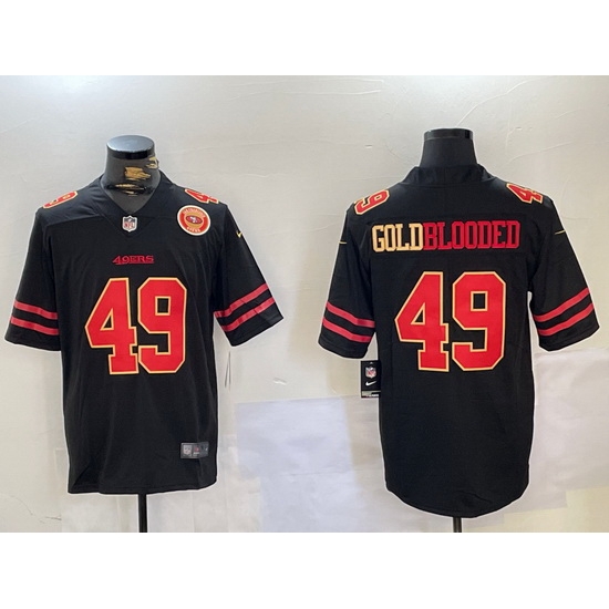 Men San Francisco 49ers 49 GoldBlooded Black Stitched Jersey 3 Men San Francisco 49ers 49 GoldBlooded Black Stitched Jersey 3