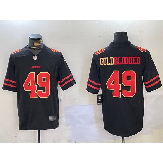 Men San Francisco 49ers 49 GoldBlooded Black Stitched Jersey 5 Men San Francisco 49ers 49 GoldBlooded Black Stitched Jersey 5