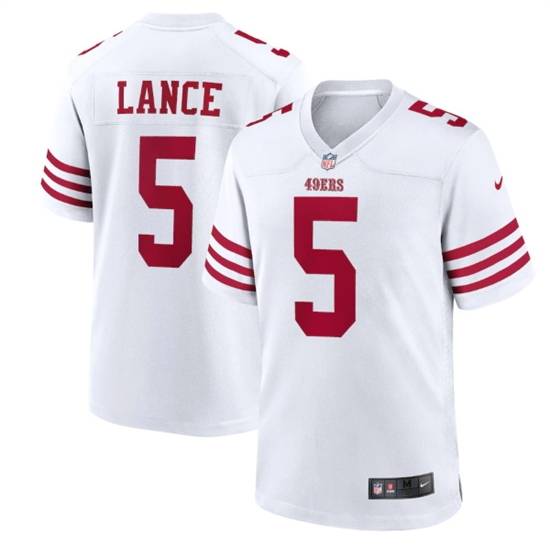 Men San Francisco 49ers 5 Trey Lance 2022 New White Stitched Game Jersey Men San Francisco 49ers 5 Trey Lance 2022 New White Stitched Game Jersey